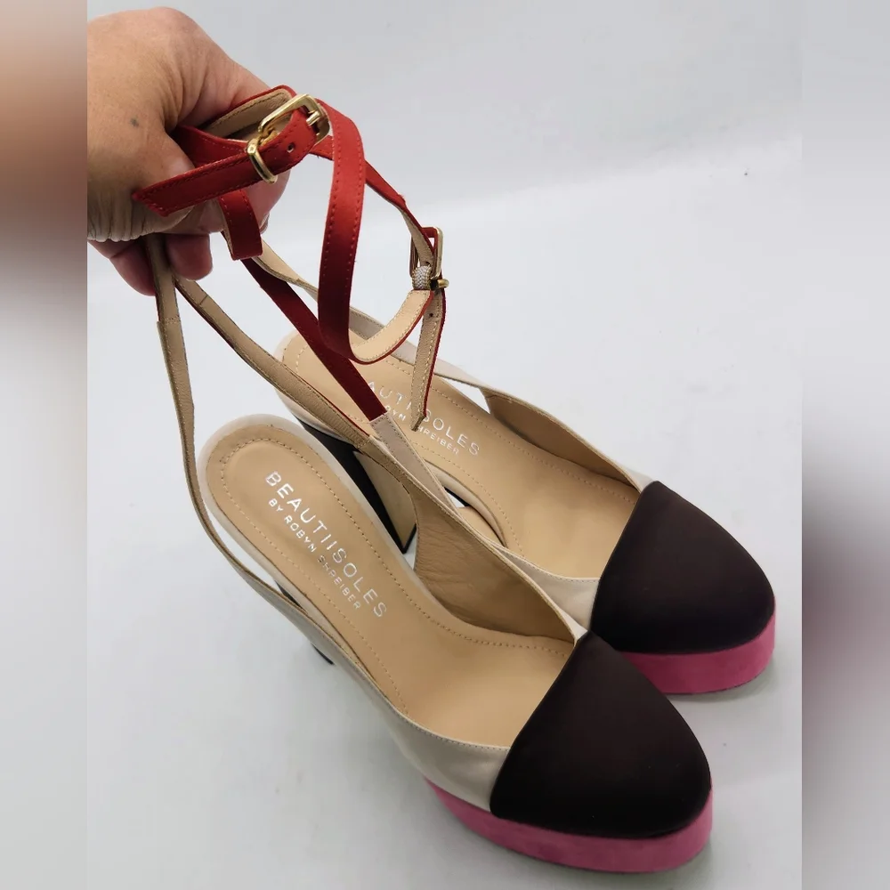 BEAUTIISOLES by Robyn Shreiber Colorblock Platform Heels Italy 37/7 US